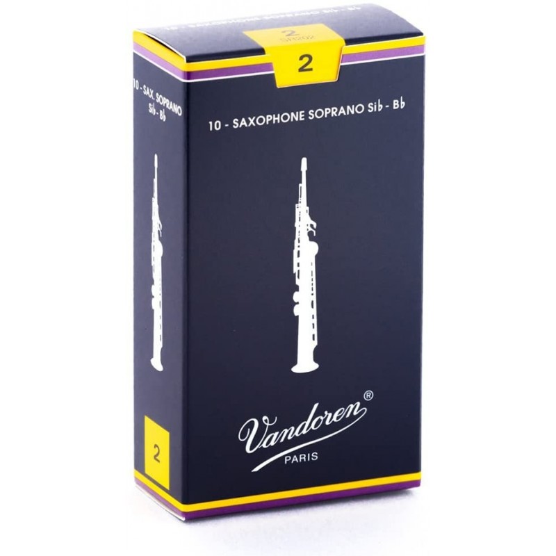 Caja 10 Cañas Saxofón Soprano Vandoren Tradicional 2 caja azul