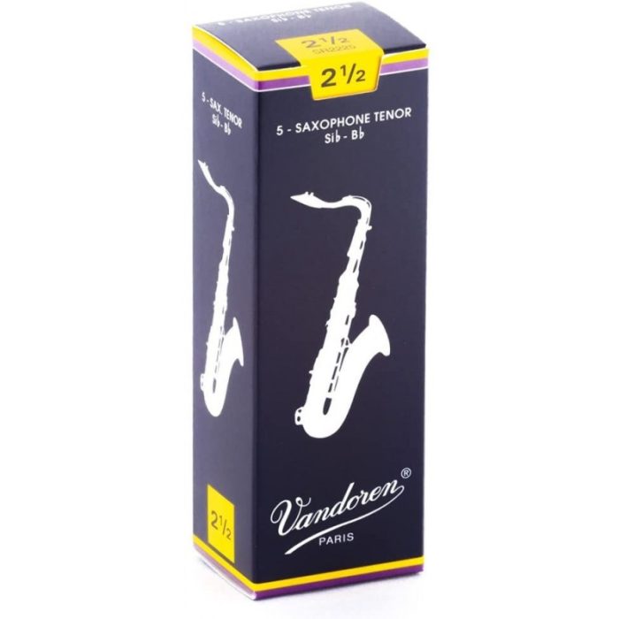 Caja 5 Cañas Saxofón Tenor Vandoren Tradicional 2 1/2 caja azul